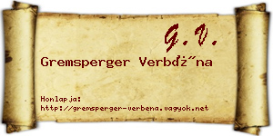 Gremsperger Verbéna névjegykártya